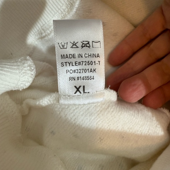 AKIRA Cream cropped Hoodie with Crystal Rhinestone Accents - Picture 4 of 14